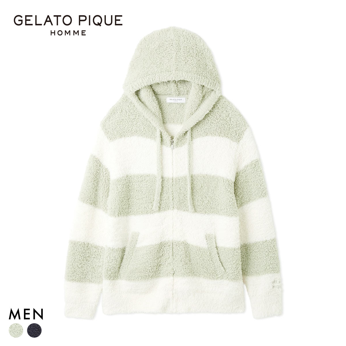 ジェラートピケ オム メンズ ジェラート2ボーダーパーカ ジェラピケ パジャマ ルームウェア gelato pique HOMME