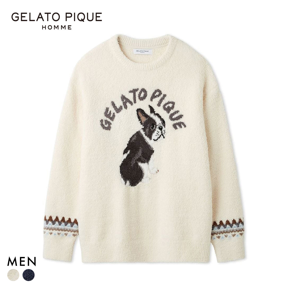 ジェラートピケ オム メンズ パウダーDOGジャガードプルオーバー ジェラピケ パジャマ ルームウェア gelato pique HOMME
