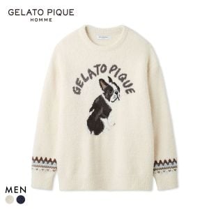 ジェラートピケ オム メンズ パウダーDOGジャガードプルオーバー ジェラピケ パジャマ ルームウェア gelato pique HOMME
