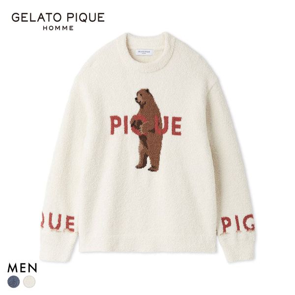 ジェラートピケ オム メンズ パウダーフォレストベアジャガードプルオーバー ジェラピケ パジャマ ルームウェア gelato pique HOMME