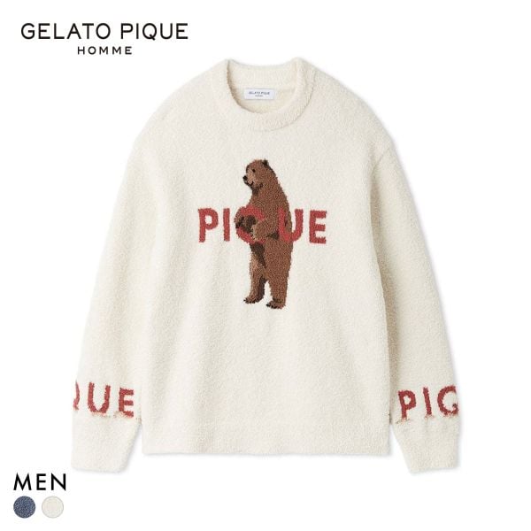 ジェラートピケ オム メンズ パウダーフォレストベアジャガードプルオーバー ジェラピケ パジャマ ルームウェア gelato pique HOMME