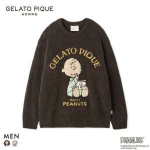 ジェラートピケ オム メンズ PEANUTS オリジナルアートジャガードプルオーバー ジェラピケ gelato pique スヌーピー HOMME