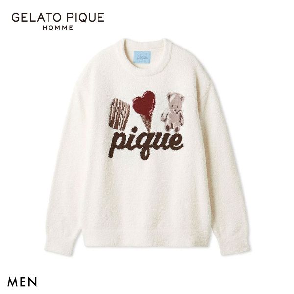 ジェラートピケ オム メンズ Valentine ワンポイントジャガードプルオーバー ジェラピケ Valentine GELATO PIQUE HOMME バレンタイン