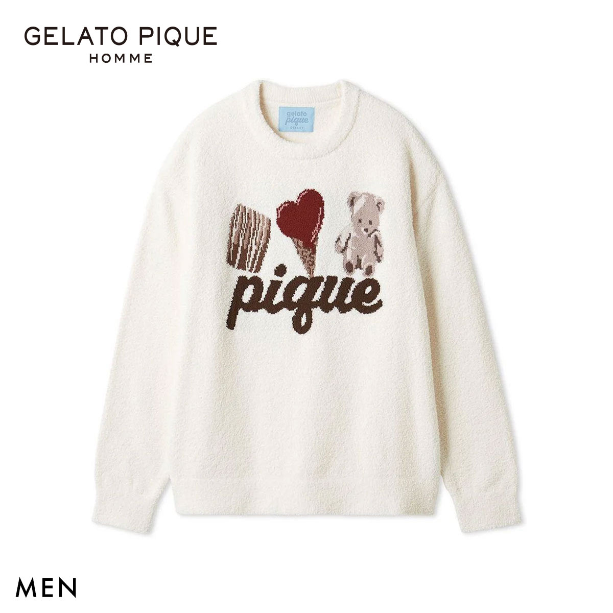 ジェラートピケ オム メンズ Valentine ワンポイントジャガードプルオーバー ジェラピケ Valentine GELATO PIQUE HOMME バレンタイン