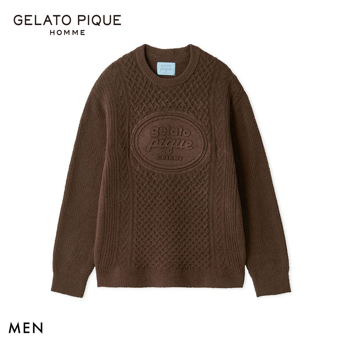 ジェラートピケ オム メンズ Valentine アランプルオーバー ジェラピケ パジャマ GELATO PIQUE HOMME バレンタイン(BR-ブラウン-M)