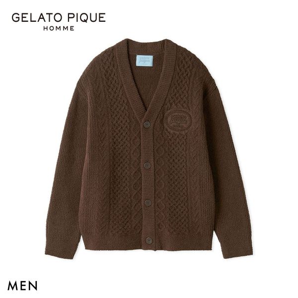 ジェラートピケ オム メンズ Valentine アランカーディガン ジェラピケ パジャマ GELATO PIQUE HOMME バレンタイン