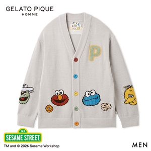 ジェラートピケ オム メンズ SESAME STREET エアリーモコアップリケカーディガン ジェラピケ セサミストリート ルームウェア GELATO PIQUE HOMME