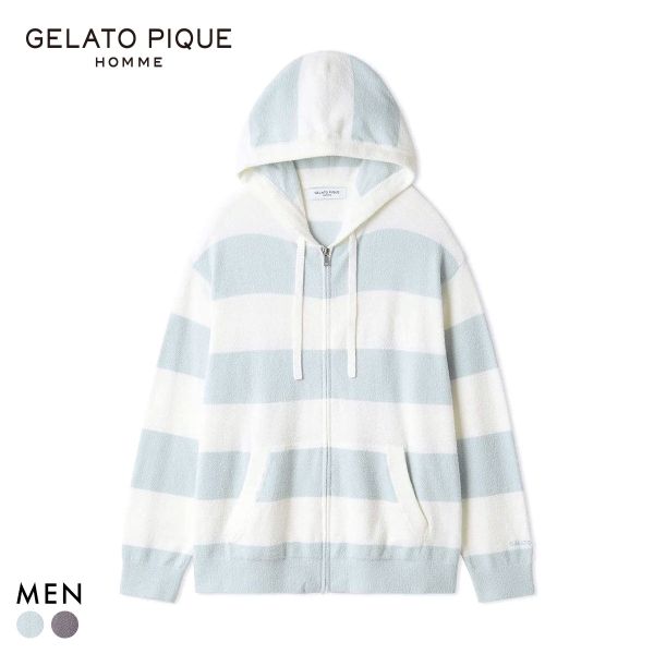 ジェラートピケ オム メンズ スムーズィー2ボーダーパーカ ジェラピケ パジャマ ルームウェア gelato pique HOMME