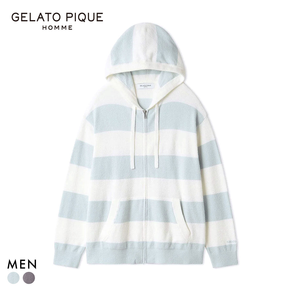 ジェラートピケ オム メンズ スムーズィー2ボーダーパーカ ジェラピケ パジャマ ルームウェア gelato pique HOMME
