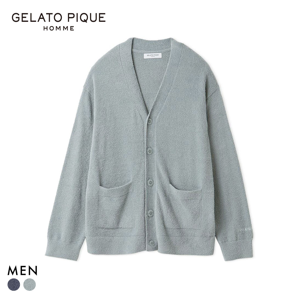 ジェラートピケ オム メンズ 調温スムーズィーカーディガン ジェラピケ gelato pique HOMME(BU-ブルー-M)