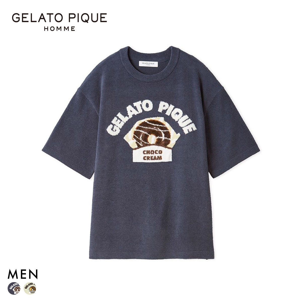 ジェラートピケ オム メンズ エアリーモコドーナツプルオーバー ジェラピケ パジャマ GELATO PIQUE HOMME(NV-ネイビー-M)