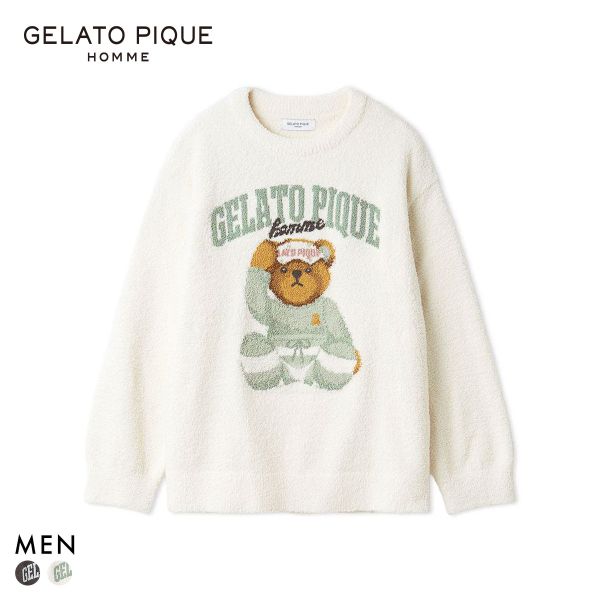 ジェラートピケ オム メンズ べビモコグッドモーニングベアプルオーバー ジェラピケ パジャマ Valentine GELATO PIQUE HOMME