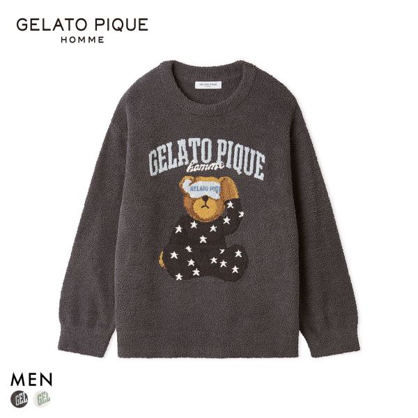 ジェラートピケ オム メンズ べビモコグッドモーニングベアプルオーバー ジェラピケ パジャマ Valentine GELATO PIQUE HOMME