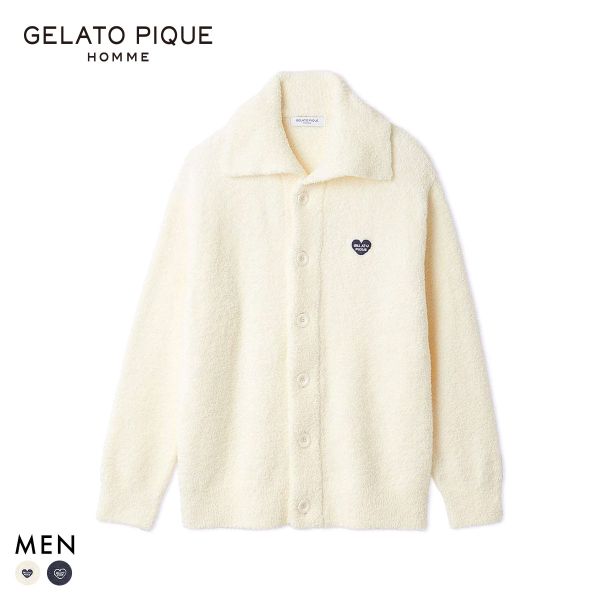 ジェラートピケ オム メンズ べビモコハートロゴ刺繍カーディガン ジェラピケ パジャマ ルームウェア gelato pique HOMME