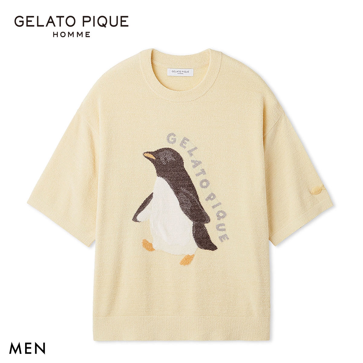 ジェラートピケ オム メンズ 接触冷感 スムーズィーliteシーアニマルジャガードプルオーバー ジェラピケ パジャマ GELATO PIQUE HOMME(YE-イエロー-M)