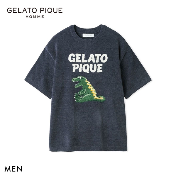 ジェラートピケ オム メンズ エアリーモコスリーピングダイナソージャガードプルオーバー ジェラピケ パジャマ GELATO PIQUE HOMME