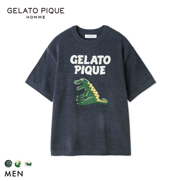 ジェラートピケ オム メンズ エアリーモコスリーピングダイナソージャガードプルオーバー ジェラピケ パジャマ GELATO PIQUE HOMME