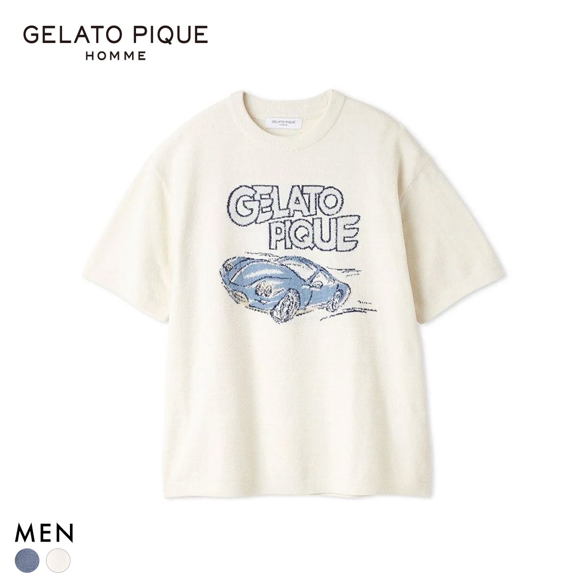 ジェラートピケ オム メンズ エアリーモコスタービークルジャガードプルオーバー ジェラピケ パジャマ GELATO PIQUE HOMME(CR-クリーム-M)