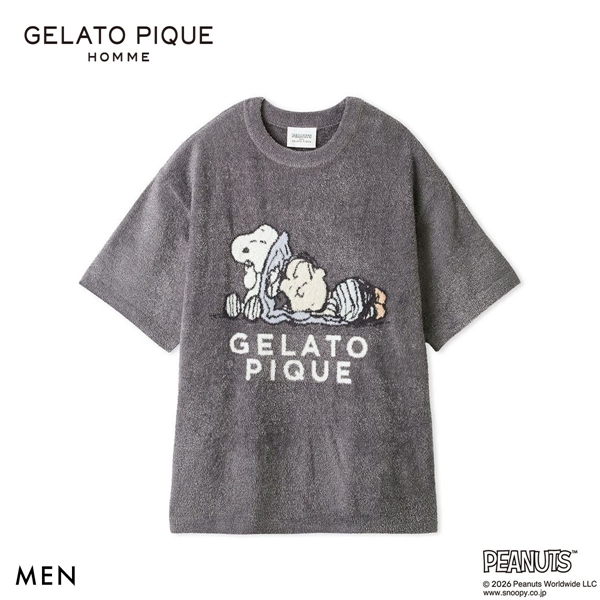 ジェラートピケ オム PEANUTS メンズ スムーズィージャガードプルオーバー スヌーピー SNOOPY ジェラピケ パジャマ GELATO PIQUE HOMME