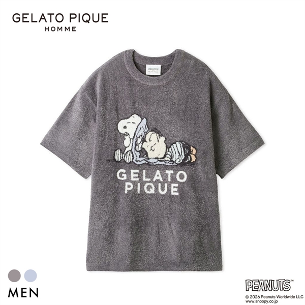 ジェラートピケ オム PEANUTS メンズ スムーズィージャガードプルオーバー スヌーピー SNOOPY ジェラピケ パジャマ GELATO PIQUE HOMME