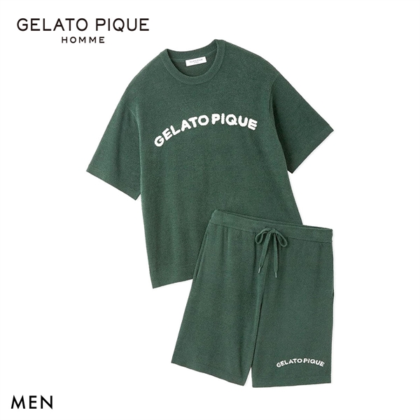 ジェラートピケ オム メンズ スムーズィーliteカジュアルロゴジャガードプルオーバー＆ハーフパンツセット パジャマ GELATO PIQUE HOMME
