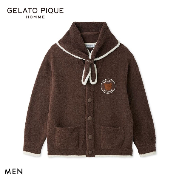 ジェラートピケ オム メンズ ベビモコアニマルブレッドカーディガン＆スカーフセット ジェラピケ ルームウェア GELATO PIQUE HOMME
