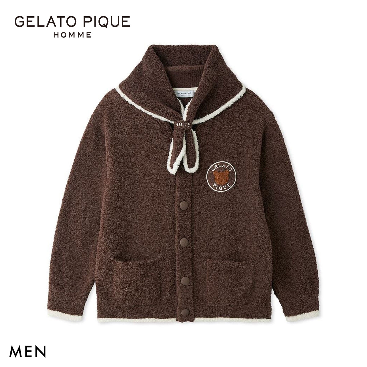 ジェラートピケ オム メンズ ベビモコアニマルブレッドカーディガン＆スカーフセット ジェラピケ ルームウェア GELATO PIQUE HOMME