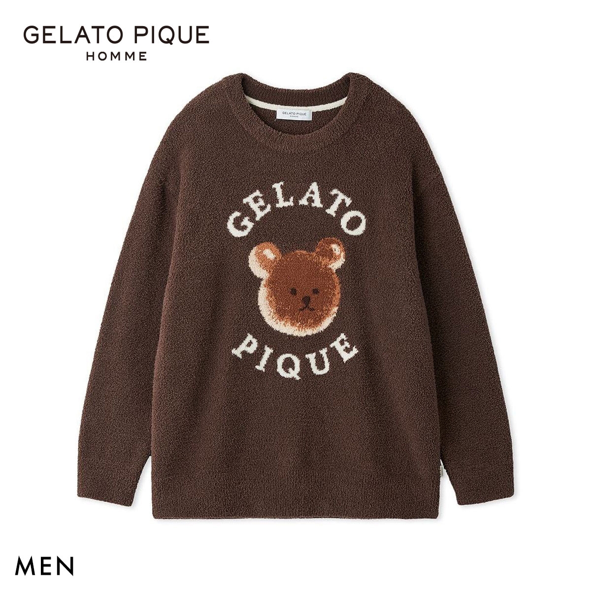 ジェラートピケ オム メンズ ベビモコアニマルブレッドジャガードプルオーバー ジェラピケ ルームウェア GELATO PIQUE HOMME(BR-ブラウン-M)