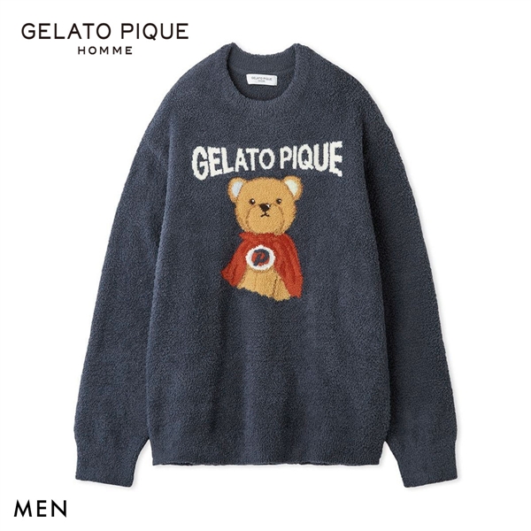 ジェラートピケ オム メンズ ベビモコヒーローベアジャガードプルオーバー ジェラピケ パジャマ GELATO PIQUE HOMME