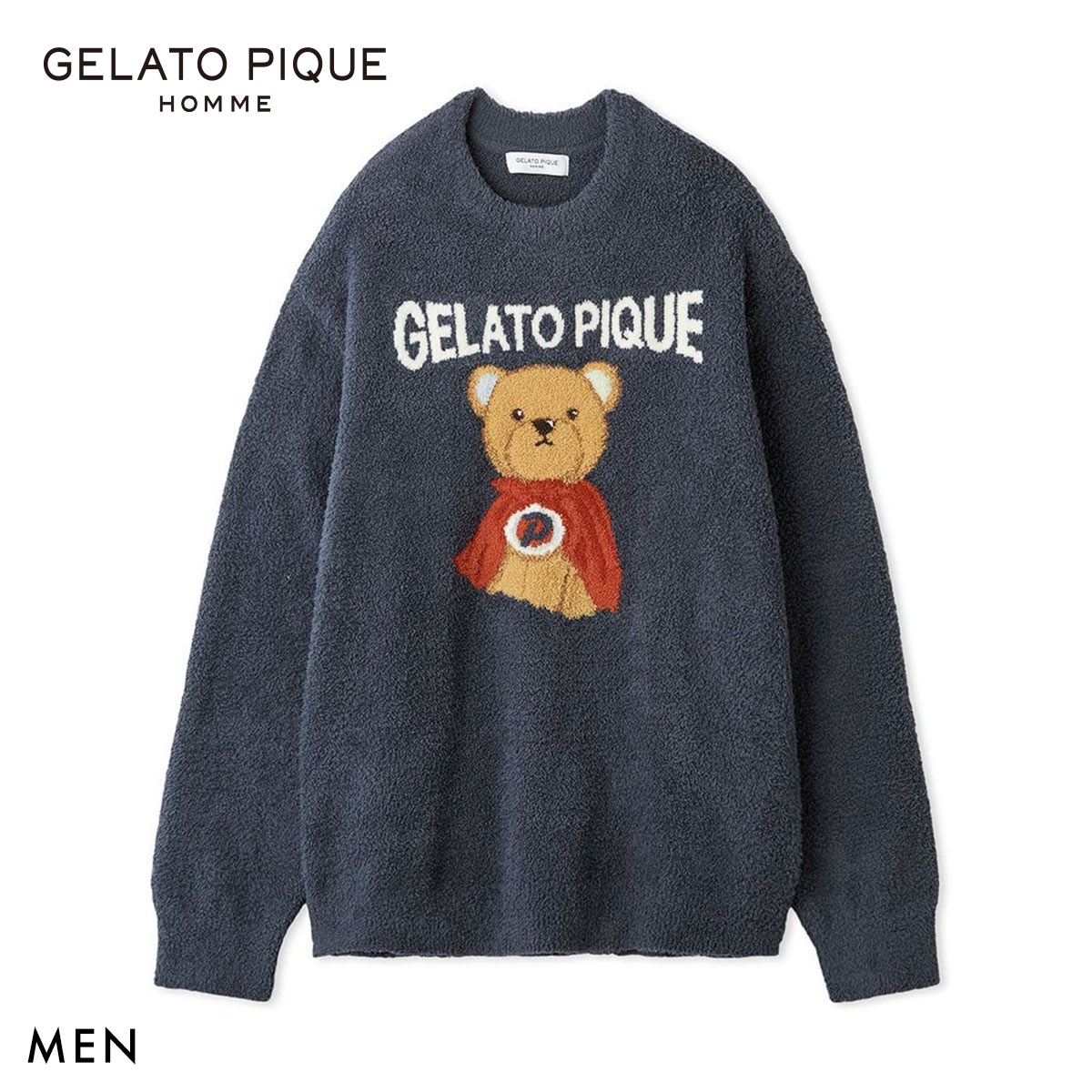 ジェラートピケ オム メンズ ベビモコヒーローベアジャガードプルオーバー ジェラピケ パジャマ GELATO PIQUE HOMME(NV-ネイビー-M)
