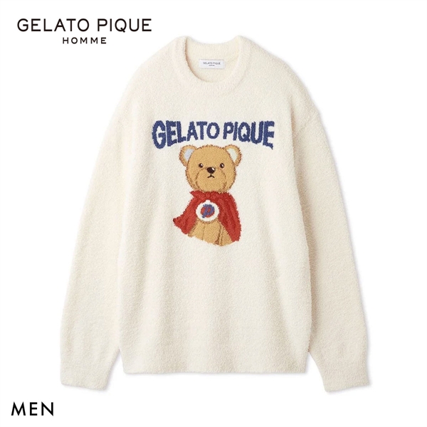 ジェラートピケ オム メンズ ベビモコヒーローベアジャガードプルオーバー ジェラピケ パジャマ GELATO PIQUE HOMME