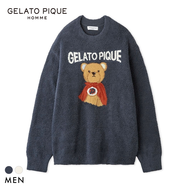 ジェラートピケ オム メンズ ベビモコヒーローベアジャガードプルオーバー ジェラピケ パジャマ GELATO PIQUE HOMME
