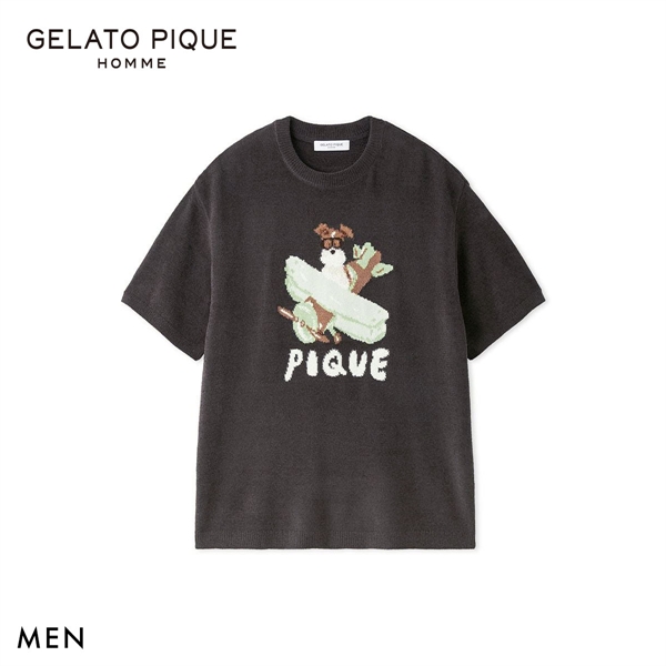 ジェラートピケ オム メンズ ヒラノトシユキ エアリーモコPLANEDOGジャガードプルオーバー ジェラピケ パジャマ GELATO PIQUE HOMME