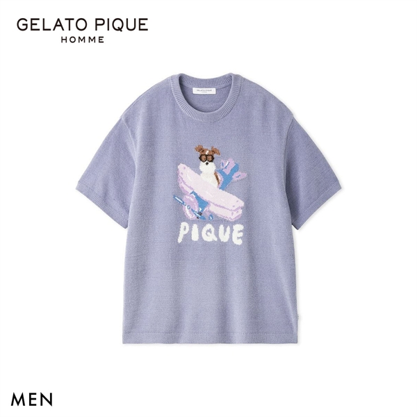 ジェラートピケ オム メンズ ヒラノトシユキ エアリーモコPLANEDOGジャガードプルオーバー ジェラピケ パジャマ GELATO PIQUE HOMME
