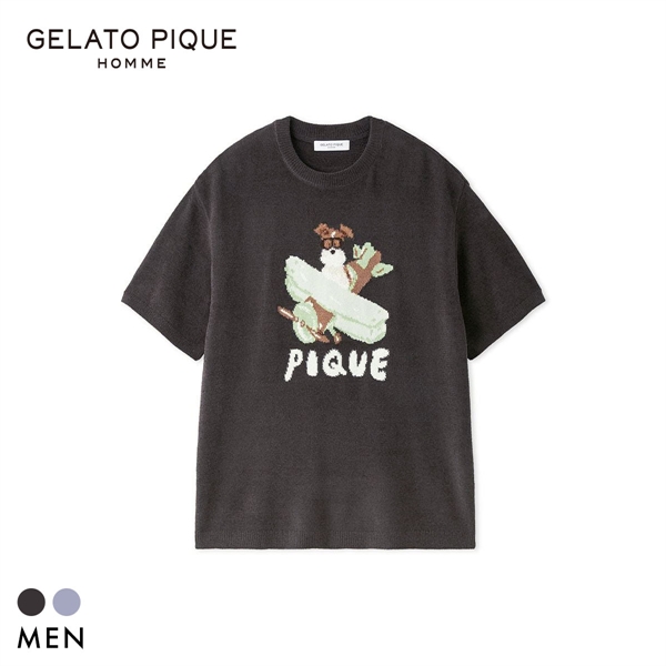 ジェラートピケ オム メンズ ヒラノトシユキ エアリーモコPLANEDOGジャガードプルオーバー ジェラピケ パジャマ GELATO PIQUE HOMME