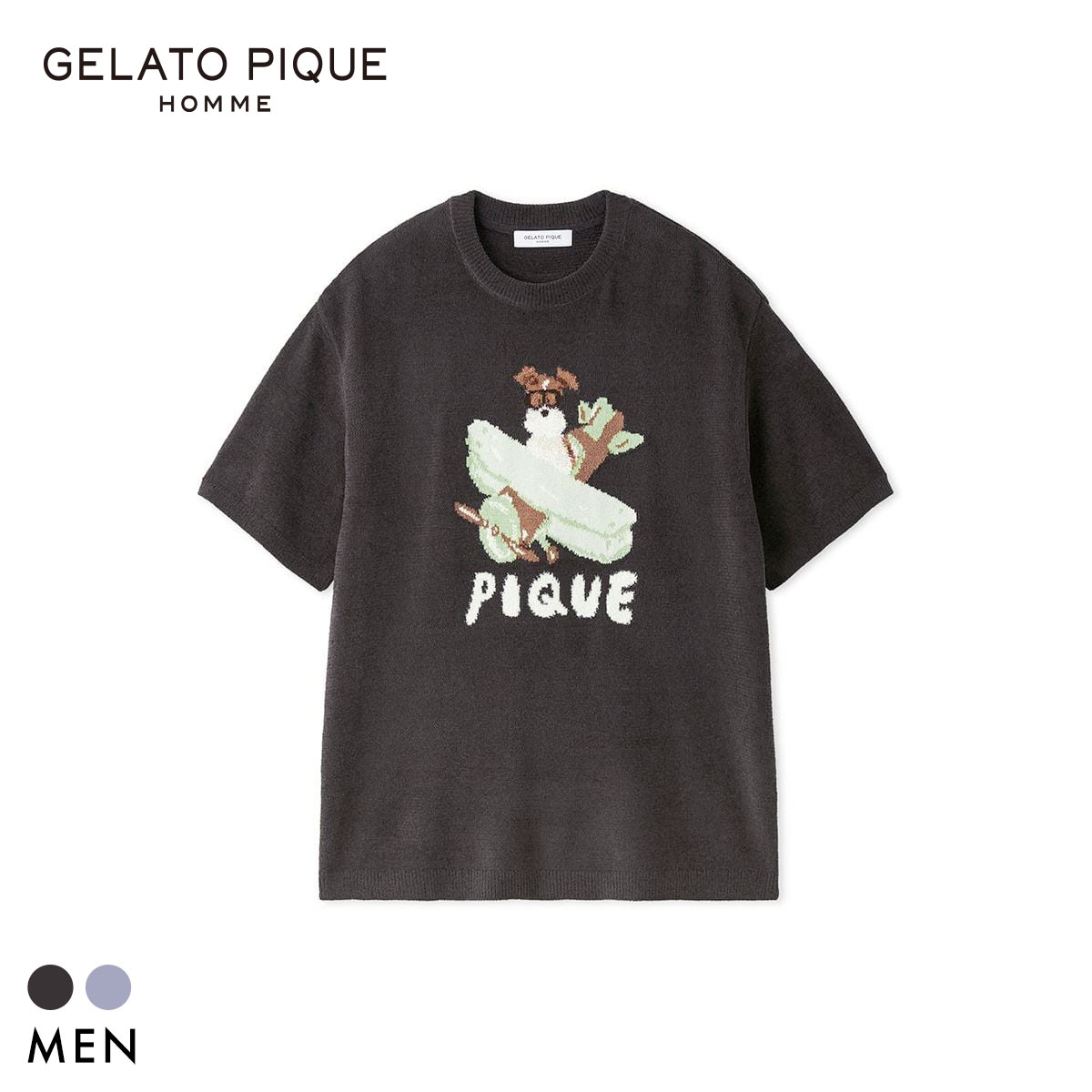 ジェラートピケ オム メンズ ヒラノトシユキ エアリーモコPLANEDOGジャガードプルオーバー ジェラピケ パジャマ GELATO PIQUE HOMME