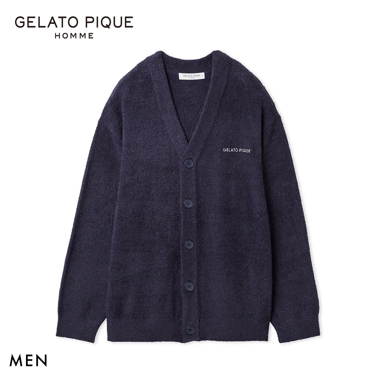ジェラートピケ オム メンズ IFMC. スムーズィーカーディガン ジェラピケ パジャマ GELATO PIQUE HOMME(NV-ネイビー-M)