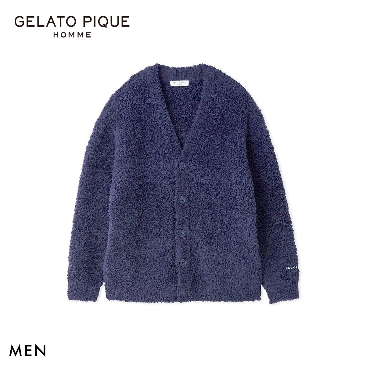 ジェラートピケ オム メンズ ジェラートカーディガン ジェラピケ パジャマ ルームウェア gelato pique HOMME(NV-ネイビー-M)