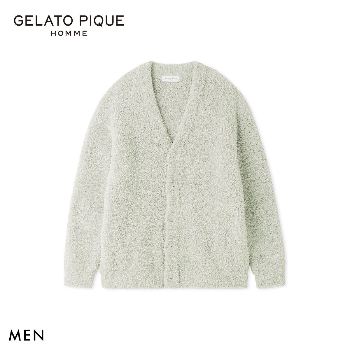 ジェラートピケ オム メンズ ジェラートカーディガン ジェラピケ パジャマ ルームウェア gelato pique HOMME(MI-ミント-M)