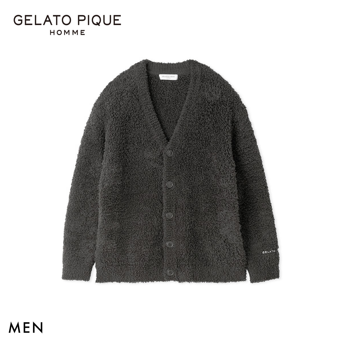 ジェラートピケ オム メンズ ジェラートカーディガン ジェラピケ パジャマ ルームウェア gelato pique HOMME(DGY-濃グレー-M)
