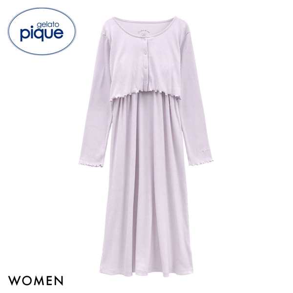 ジェラートピケ レディース マタニティリブワンピース カップイン パッド付き パジャマ ルームウェア ジェラピケ gelato pique