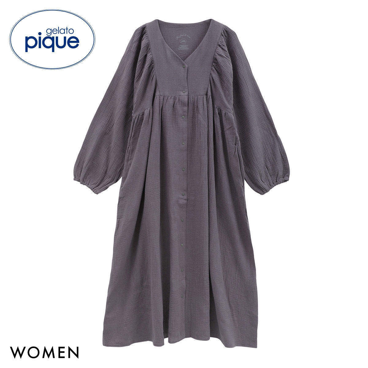 ジェラートピケ レディース マタニティガーゼワンピース ジェラピケ パジャマ ルームウェア gelato pique(CGY-チャコールグレー-Free)
