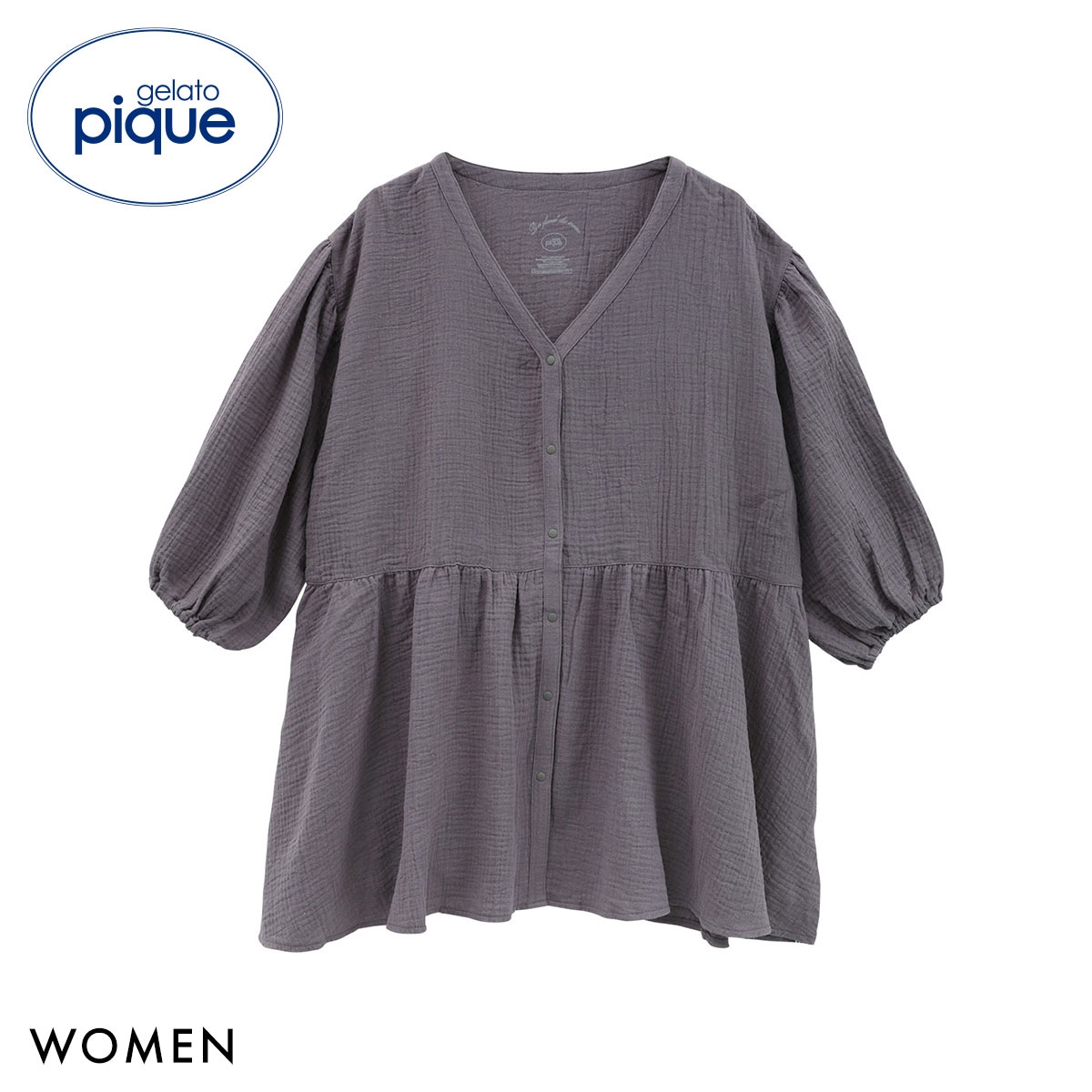 ジェラートピケ レディース マタニティガーゼプルオーバー ジェラピケ パジャマ ルームウェア gelato pique(CGY-チャコールグレー-Free)