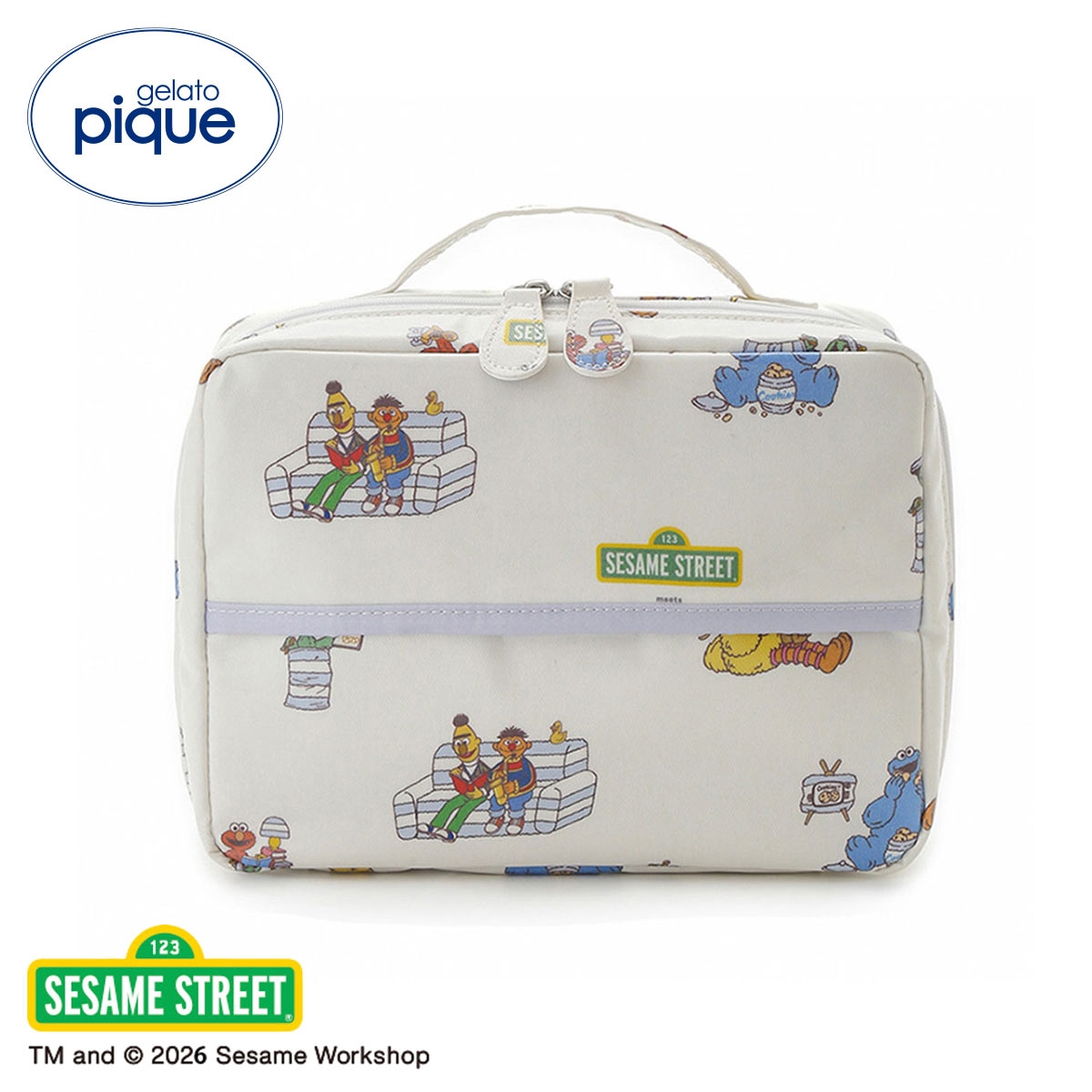 ジェラートピケ SESAME STREET 総柄おむつポーチ ジェラピケ セサミストリート gelato pique(OW-オフホワイト-Free)