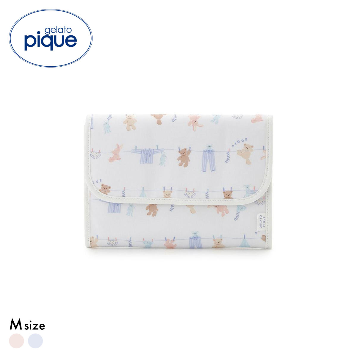 ジェラートピケ ウォッシングアニマル柄母子手帳ケースM ジャバラ ジェラピケ gelato pique ジェラピケ(BU-ブルー-M)