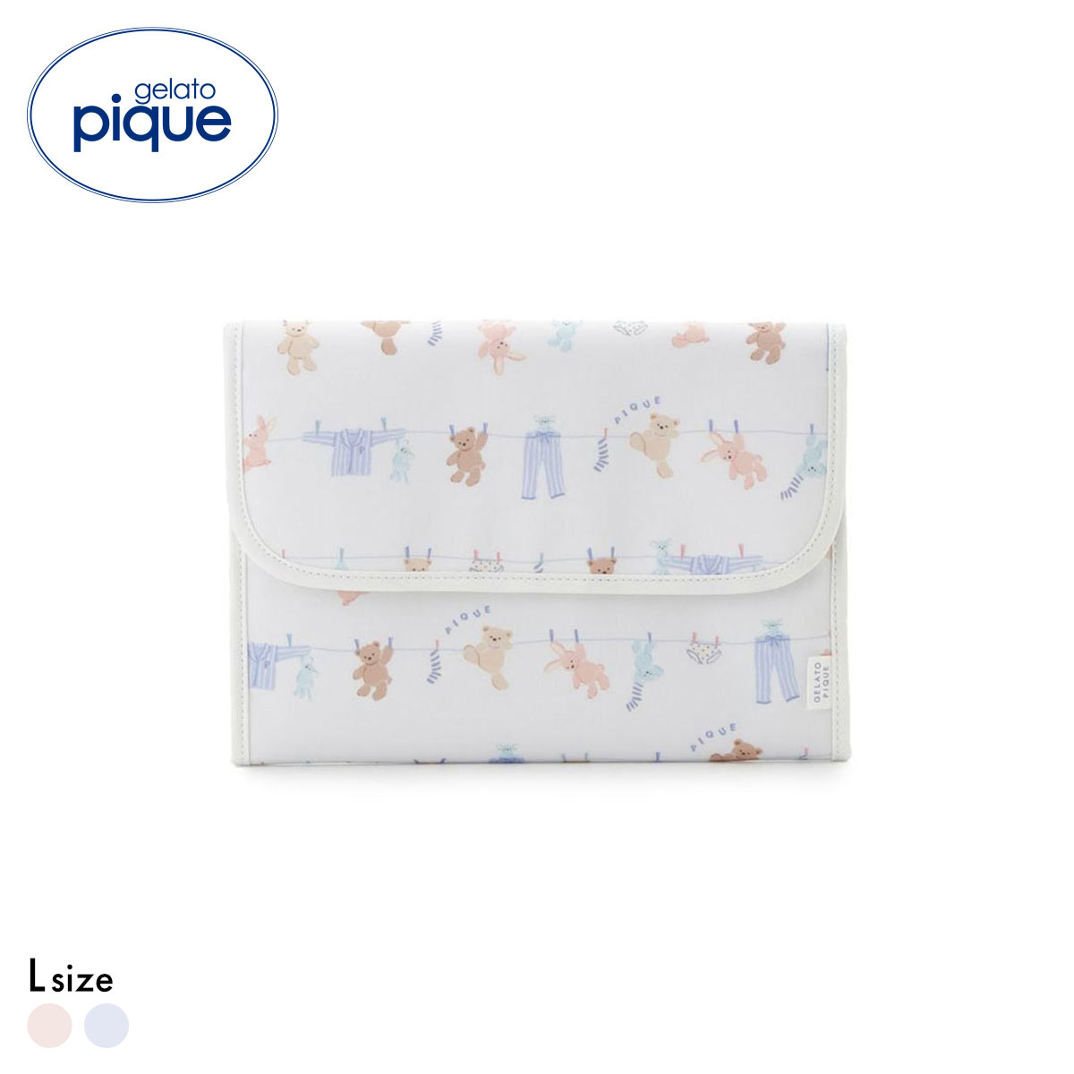 ジェラートピケ ウォッシングアニマル柄母子手帳ケースL ジャバラ ジェラピケ gelato pique ジェラピケ(BU-ブルー-L)