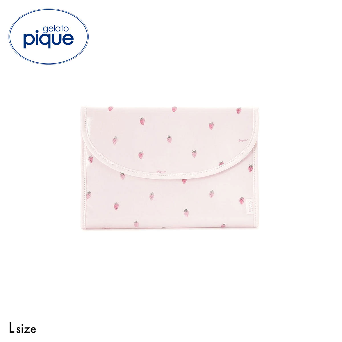 ジェラートピケ ストロベリー柄母子手帳ケースL ジャバラL ジェラピケ gelato pique(PI-ピンク-L)