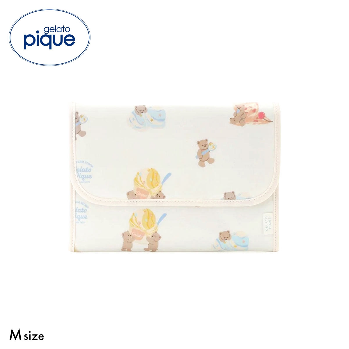 ジェラートピケ アイスクリームベア柄母子手帳ケースM ジャバラ ジェラピケ gelato pique ジェラピケ(CR-クリーム-M)