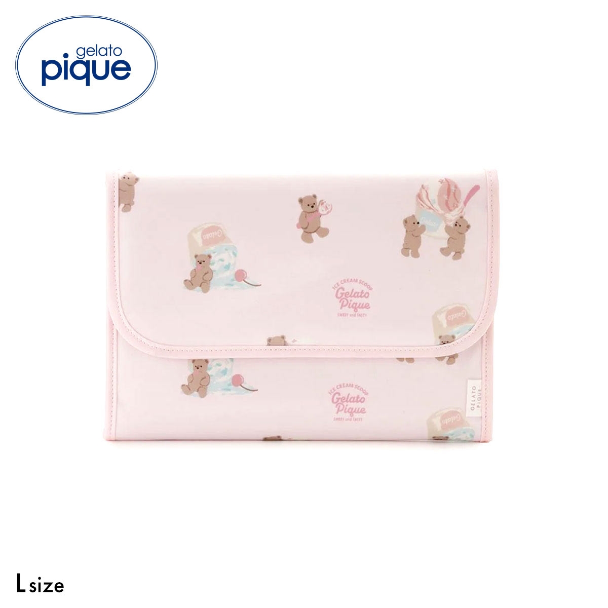 ジェラートピケ アイスクリームベア柄母子手帳ケースL ジャバラ ジェラピケ gelato pique ジェラピケ(PI-ピンク-L)