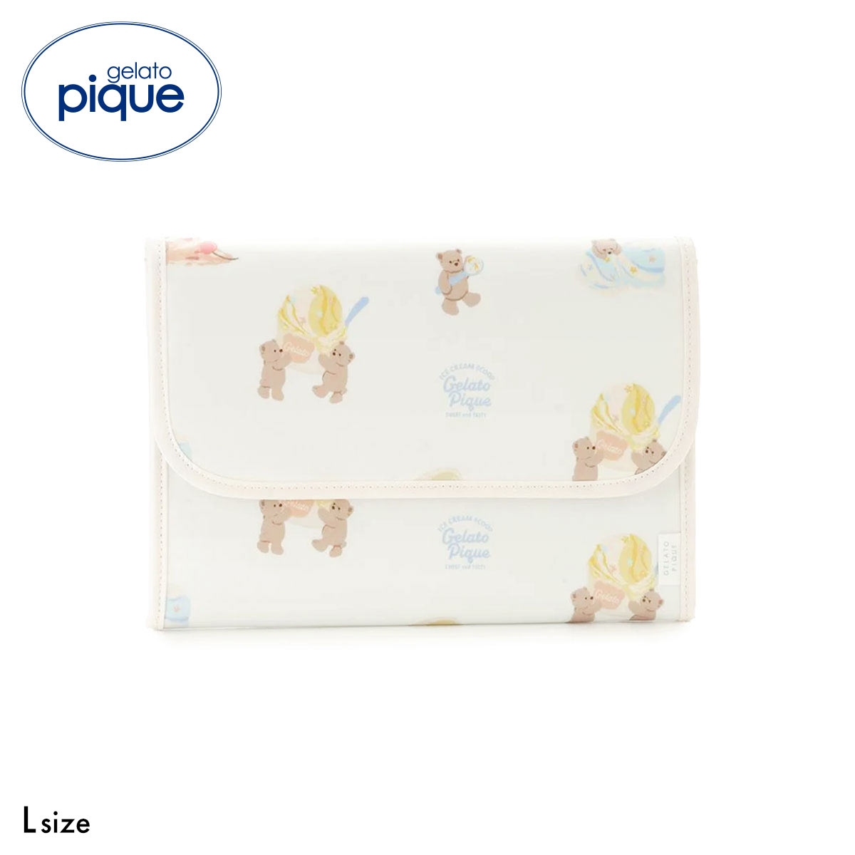 ジェラートピケ アイスクリームベア柄母子手帳ケースL ジャバラ ジェラピケ gelato pique ジェラピケ(CR-クリーム-L)